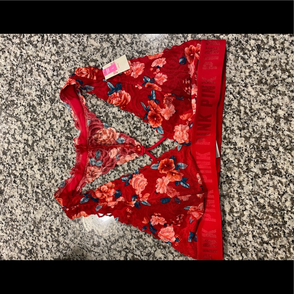 Red floral bralette PINK